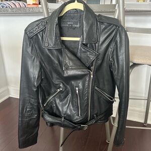 Quince Black Leather Biker Jacket